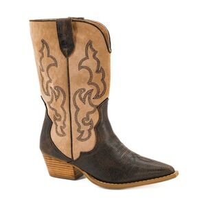 CORKYS Somebodys Problem Mid Calf Western Cowboy Boots Brown Tan 11‎ NWT